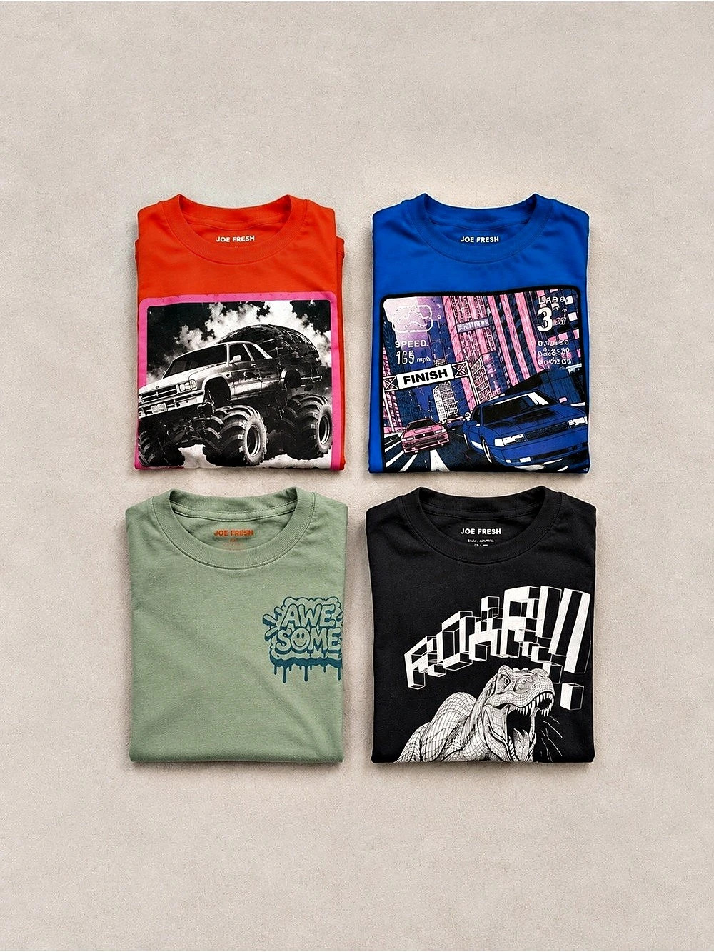 Joe Fresh Boys Long Sleeve Graphic Shirts Lot of 4 Size M 7-8